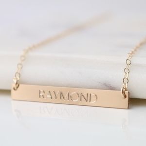 14K Gold Filled Engraved Name Bar Custom Necklace